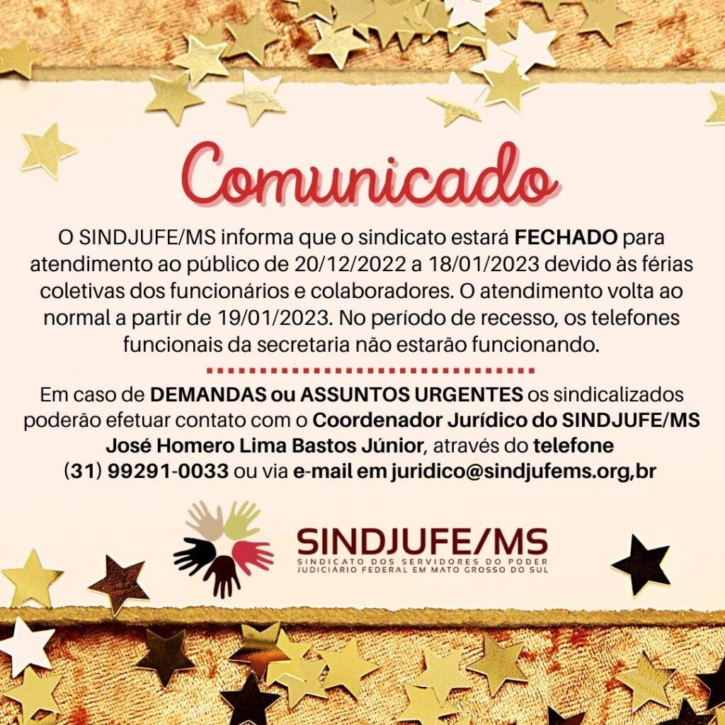 Recesso e férias coletivas – retorno em 18/01 – SINASEFE Litoral